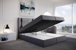 Prešívaná manželská posteľ s vysokým čelom 200x200 BARBI - sivá
