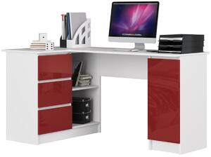 Avord Rohový písací stôl B20 biely/červený ľavý