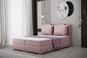 Pohodlná boxspringová manželská posteľ LEONTYNA 140x200 - ružová