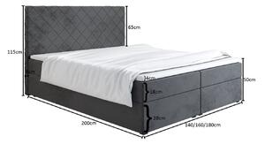 Čalúnená posteľ 160x200 LILLIANA 2 - šedá