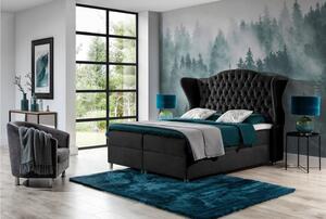Luxusná boxspringová posteľ 180x200 RIANA - čierna + topper ZDARMA