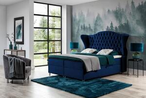 Luxusná boxspringová posteľ 120x200 RIANA - modrá + topper ZDARMA