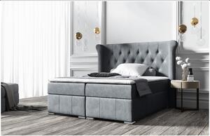 Elegantná čalúnená posteľ 160x200 MAXIMO - sivá + topper ZDARMA