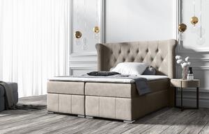 Elegantná čalúnená posteľ 160x200 MAXIMO - tmavo béžová + topper ZDARMA