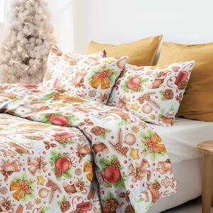 Goldea vianočné bavlnené posteľné obliečky - vianočné ozdoby na bielom 140 x 200 a 70 x 90 cm