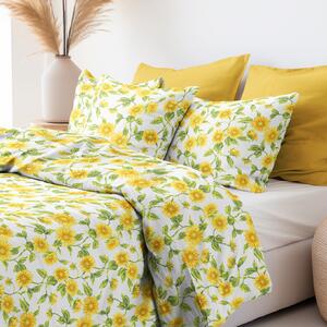 Goldea bavlnené posteľné obliečky - slnečnice 240 x 220 a 2ks 70 x 90 cm