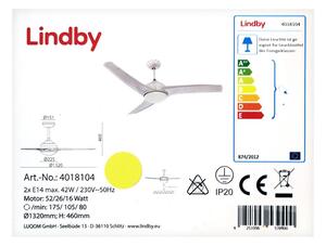 Lindby Lindby - Stropný ventilátor EMANUEL 2xE14/42W/230V + diaľkové ovládanie LW0053 + záruka 3 roky zadarmo