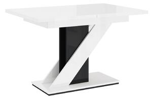 Rozkladací jedálenský stôl KUIARA - biela lesklá / čierna lesklá