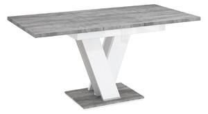 Rozkladací jedálenský stôl MAEL - kameň / biely lesklý