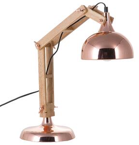 Stolná lampa medená svetlé drevo 53 cm kovové tienidlo nastaviteľné rameno kancelárska lampa moderný škandinávsky štýl kancelária