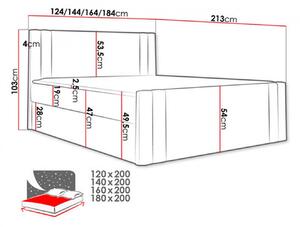 Boxspringová posteľ CELESTA - 180x200, šedá + topper ZDARMA