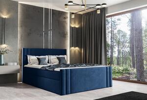 Boxspringová posteľ CELESTA - 140x200, modrá + topper ZDARMA