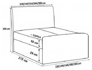 Jednolôžková posteľ CHLOE - 120x200, červená eko koža + topper ZDARMA