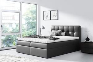 Čalúnená posteľ REX - 160x200, čierna + topper ZDARMA