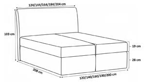 Čalúnená posteľ REX - 180x200, šedá + topper ZDARMA