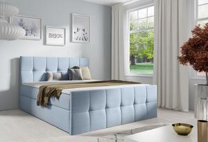 Manželská posteľ CHLOE - 140x200, svetlo modrá + topper ZDARMA
