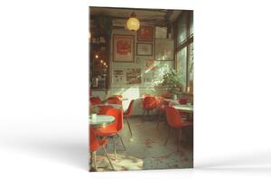 Vintage Retro kaviareň s červenými stoličkami | Obrazy Vintessia Rozmery obdĺžnik: 20x30