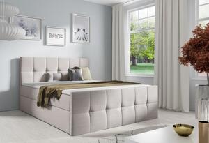 Manželská posteľ CHLOE - 140x200, béžová + topper ZDARMA