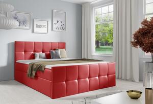 Manželská posteľ CHLOE - 180x200, červená eko koža + topper ZDARMA