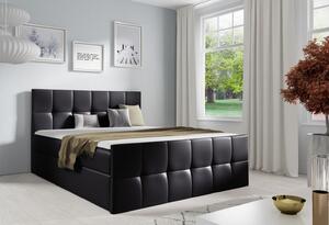 Manželská posteľ CHLOE - 160x200, čierna eko koža + topper ZDARMA