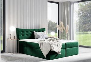 Čalúnená posteľ HILA - 180x200, zelená + topper ZDARMA