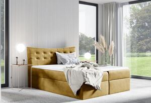 Čalúnená posteľ HILA - 160x200, žltá + topper ZDARMA
