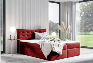 Čalúnená posteľ HILA - 160x200, červená + topper ZDARMA