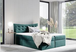Čalúnená posteľ HILA - 180x200, modrozelená + topper ZDARMA