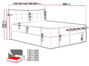 Čalúnená posteľ HILA - 120x200, čierna + topper ZDARMA