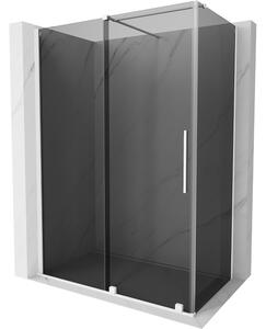 Mexen Velar, sprchový kút s posuvnými dverami 130 x 70 cm, 8mm šedé sklo, biela matná, 871-130-070-41-20
