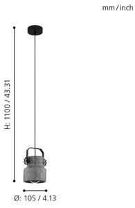 Eglo 39854 - Závesné svietidlo HILCOTT na lanku 1xE27/40W/230V