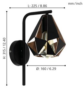 Eglo 43057 - Nástenné svietidlo CARLTON 1xE27/60W/230V
