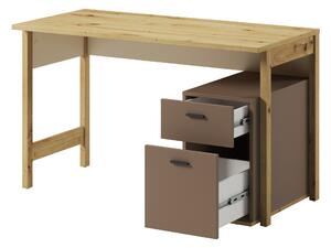 Písací stôl LENNY dub artisan/béžová/hľuzovková