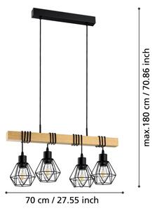 Eglo 44075 - Závesné svietidlo TOWNSHEND na lane 4xE27/60W/230V