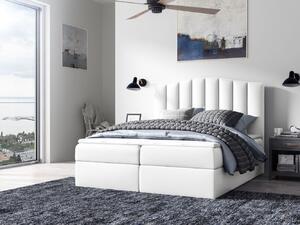 Kontinentálna posteľ LUCIA - 160x200, biela eko koža + topper ZDARMA