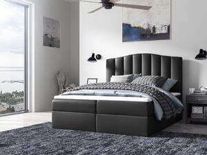 Kontinentálna posteľ LUCIA - 120x200, čierna eko koža + topper ZDARMA