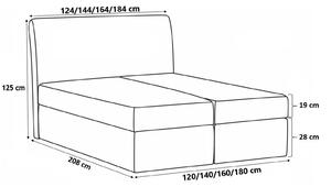 Kontinentálna posteľ LUCIA - 200x200, čierna eko koža + topper ZDARMA