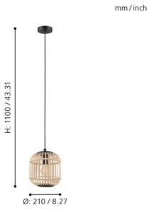 Eglo 43231 - Luster na lanku BORDESLEY 1xE27/28W/230V pr. 210mm