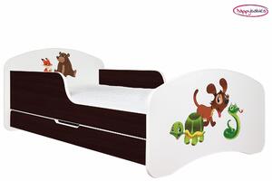 Detská posteľ so zásuvkou 140x70 ZVIERACIE PARTA + matrace ZADARMO!