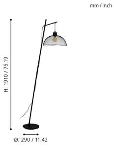 Eglo 43307 - Stojacia lampa POMPEYA 1xE27/60W/230V