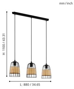 Eglo 43313 - Luster na lanku ANWICK 3xE27/40W/230V