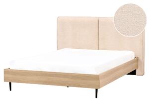 Posteľný rám béžové buklé čalúnenie dvojlôžko 160 x 200 cm čalúnené čelo MDF rám kovové nohy lamelový rošt moderný štýl spálňa