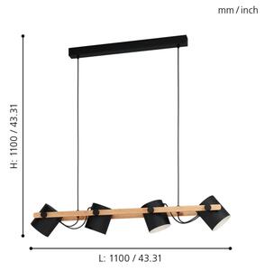 Eglo 43424 - Luster na lanku HORNWOOD 4xE27/28W/230V