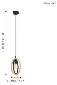 Eglo 43461 - Luster na lanku BASILDON 1xE27/40W/230V