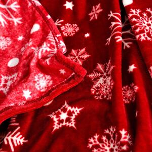 Červená vianočná mikroplyšová deka SNOWFALL Rozmer: 200 x 220 cm