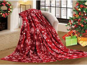 Červená vianočná mikroplyšová deka SNOWFALL Rozmer: 200 x 220 cm