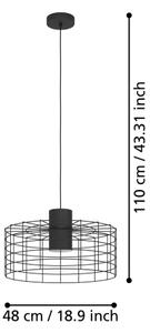 Eglo 43628 - Luster na lanku MILLIGAN 1xE27/40W/230V pr. 48 cm čierna