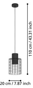 Eglo 43625 - Luster na lanku MILLIGAN 1xE27/40W/230V pr. 20 cm čierna