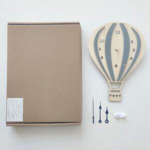 Dream Creations Detské nástenné hodiny sivý teplovzdušný balón