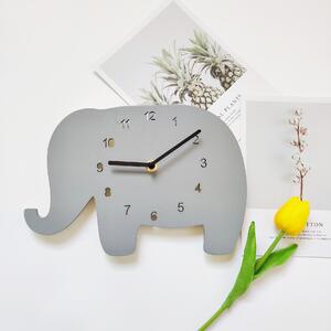 Dream Creations Detské hodiny na stenu do izbičky sivý slon